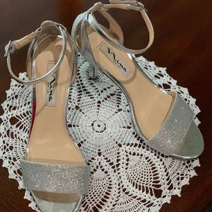silver party shoes